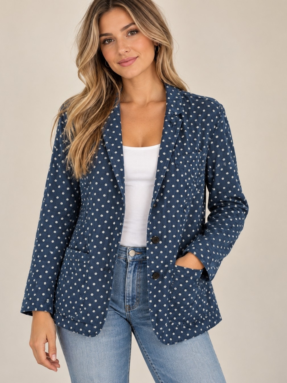 AllSaints Women’s Navy Floral Blazer
